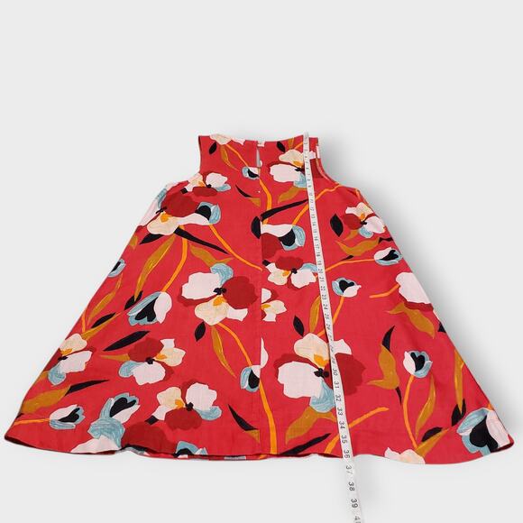 Sigrid Olsen Womens Red Tropical Floral Linen Trapeze Dress Medium Summer Retro - Picture 9 of 9